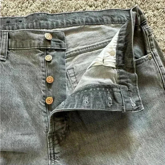 GAP Cheeky Straight High Rise Gray Button Fly Jeans 33 16 short fray raw hem - Picture 10 of 14